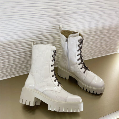 High Quality Luxury Gucci Double G Embroidered Logo Retro Motorcycle Boots product detail