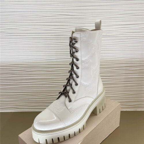 High Quality Luxury Gucci Double G Embroidered Logo Retro Motorcycle Boots product detail