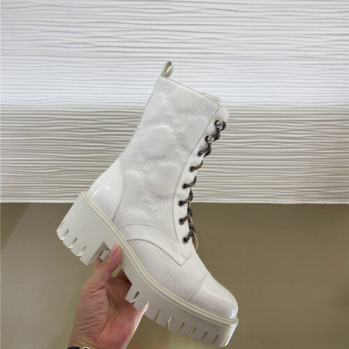 High Quality Luxury Gucci Double G Embroidered Logo Retro Motorcycle Boots product detail