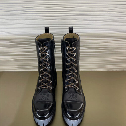 High Quality Luxury Gucci Double G Embroidered Logo Retro Motorcycle Boots – Style 09107 product detail