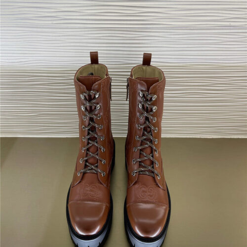 High Quality Luxury Gucci Double G Embroidered Logo Retro Motorcycle Boots – Style 41875 product detail