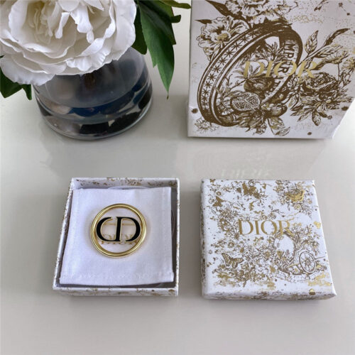 High Quality Luxury Dior Black Enamel Letter Cd Brooch