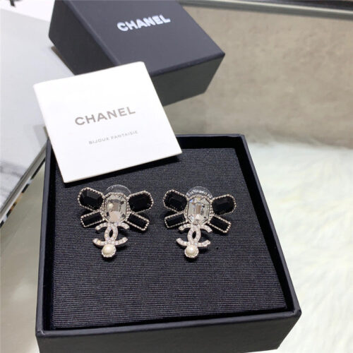 High Quality Luxury Chanel Bow Hanging Double C Beads Earrings product detail