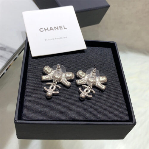 High Quality Luxury Chanel Bow Hanging Double C Beads Earrings product detail