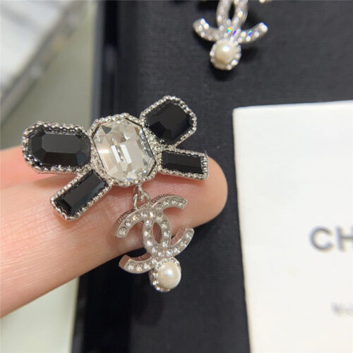 High Quality Luxury Chanel Bow Hanging Double C Beads Earrings product detail