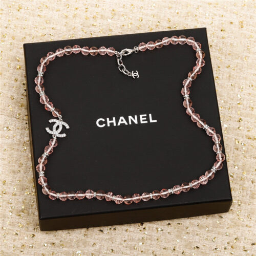 High Quality Luxury Chanel Bow Pink Pearl Sweater Chain – Style 49701