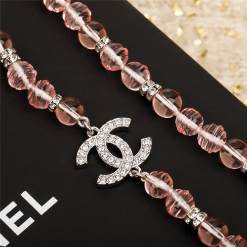 High Quality Luxury Chanel Bow Pink Pearl Sweater Chain – Style 49701 product detail