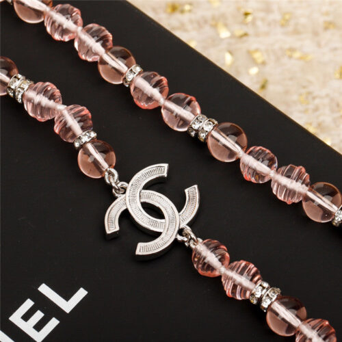 High Quality Luxury Chanel Bow Pink Pearl Sweater Chain – Style 49701 product detail