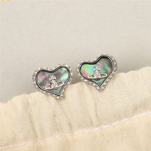 High Quality Luxury Vivienne Westwood Saturn Love Stud Earrings
