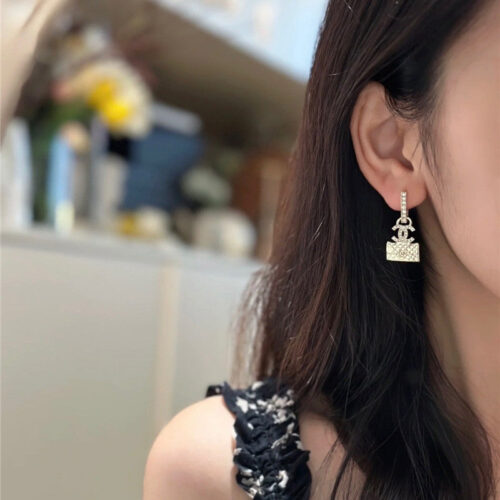 High Quality Luxury Chanel Diamond Bag Earrings alternate view