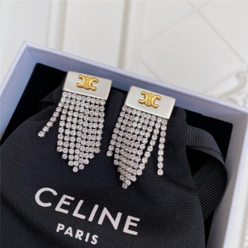 High Quality Luxury Celine Arc De Triomphe Fringed Diamond Stud Earrings product detail