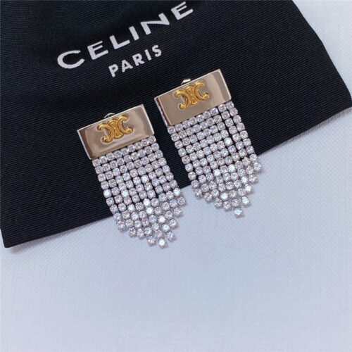 High Quality Luxury Celine Arc De Triomphe Fringed Diamond Stud Earrings product detail