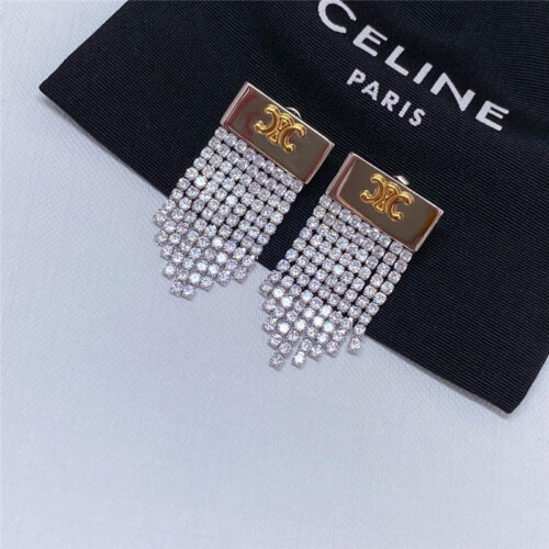 High Quality Luxury Celine Arc De Triomphe Fringed Diamond Stud Earrings product detail