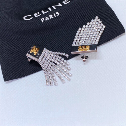High Quality Luxury Celine Arc De Triomphe Fringed Diamond Stud Earrings product detail