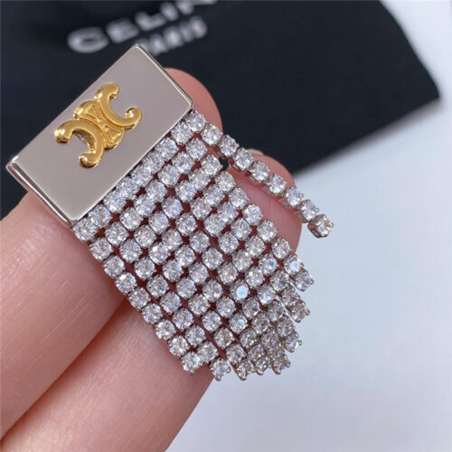 High Quality Luxury Celine Arc De Triomphe Fringed Diamond Stud Earrings product detail