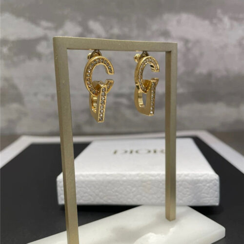 High Quality Luxury Dior Diamond Cd Earrings alternate view
