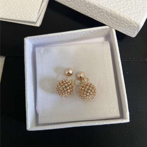 High Quality Luxury Dior Babys Breath Pink Double Ball Earrings