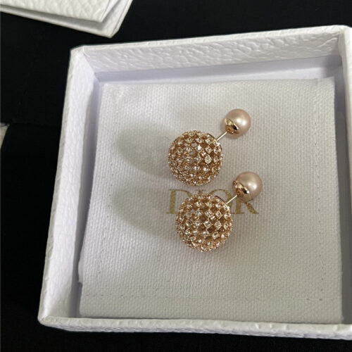 High Quality Luxury Dior Baby’s Breath Pink Double Ball Earrings product detail