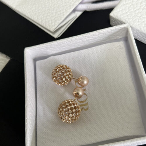 High Quality Luxury Dior Baby’s Breath Pink Double Ball Earrings product detail