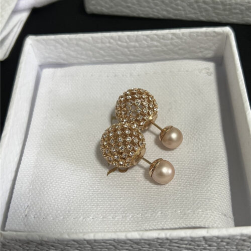 High Quality Luxury Dior Baby’s Breath Pink Double Ball Earrings product detail