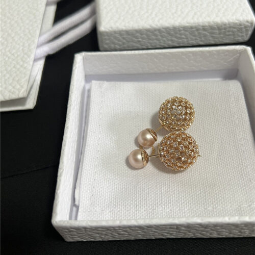 High Quality Luxury Dior Baby’s Breath Pink Double Ball Earrings product detail