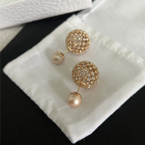 High Quality Luxury Dior Baby’s Breath Pink Double Ball Earrings product detail