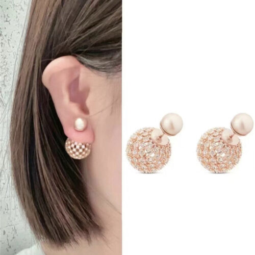 High Quality Luxury Dior Baby’s Breath Pink Double Ball Earrings product detail