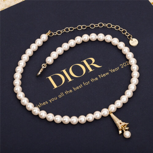 High Quality Luxury Dior Eiffel Tower Pearl Necklace alternate view