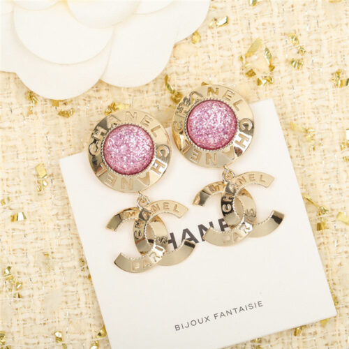 High Quality Luxury Chanel Amethyst Double C Earrings