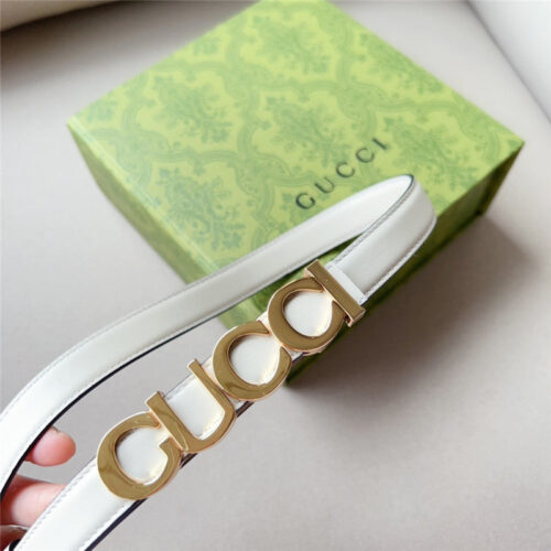 High Quality Luxury Gucci Double G Embellishment + Square Buckle Belt – Style 16102 product detail