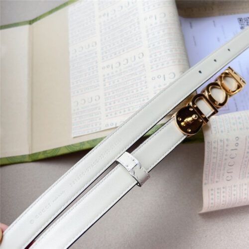 High Quality Luxury Gucci Double G Embellishment + Square Buckle Belt – Style 16102 product detail