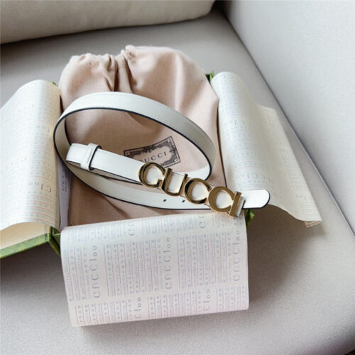 High Quality Luxury Gucci Double G Embellishment + Square Buckle Belt – Style 16102 product detail