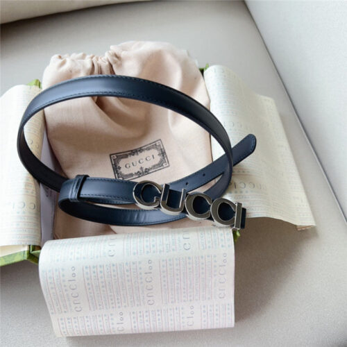 High Quality Luxury Gucci Double G Embellishment + Square Buckle Belt – Style 81638 product detail