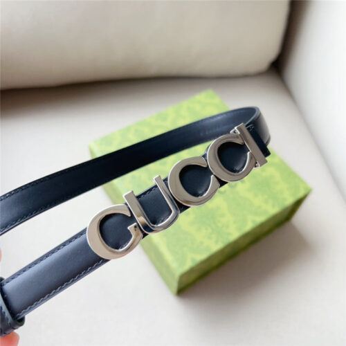 High Quality Luxury Gucci Double G Embellishment + Square Buckle Belt – Style 81638 product detail