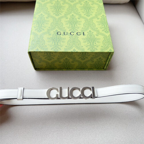 High Quality Luxury Gucci Double G Embellishment + Square Buckle Belt – Style 79942 product detail
