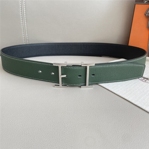High Quality Luxury Hermes Classic Double-Sided Pebbled Belt