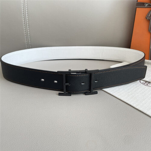 High Quality Luxury Hermes Classic Double-Sided Pebbled Belt – Style 46502