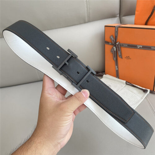 High Quality Luxury Hermes Classic Double-Sided Pebbled Belt – Style 46502 product detail