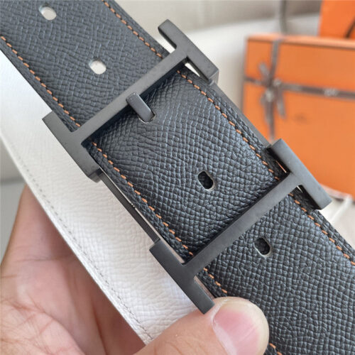 High Quality Luxury Hermes Classic Double-Sided Pebbled Belt – Style 46502 product detail