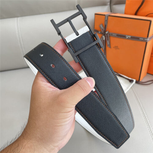 High Quality Luxury Hermes Classic Double-Sided Pebbled Belt – Style 46502 product detail