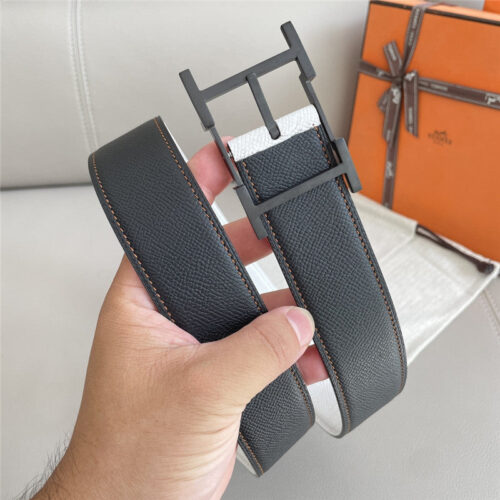 High Quality Luxury Hermes Classic Double-Sided Pebbled Belt – Style 46502 product detail