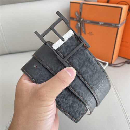 High Quality Luxury Hermes Classic Double-Sided Pebbled Belt – Style 46502 product detail