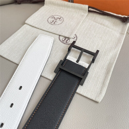 High Quality Luxury Hermes Classic Double-Sided Pebbled Belt – Style 46502 product detail