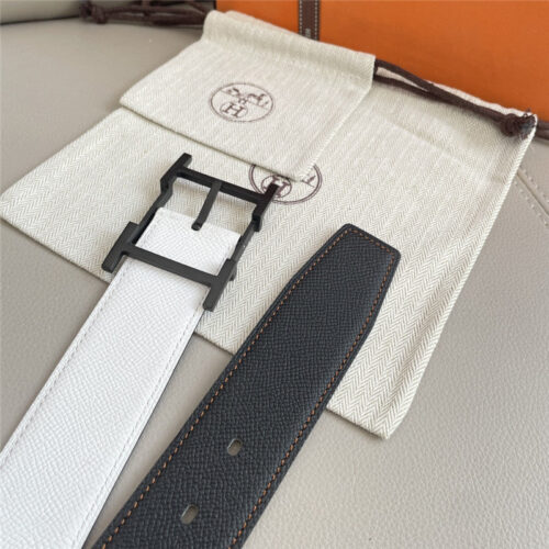 High Quality Luxury Hermes Classic Double-Sided Pebbled Belt – Style 46502 product detail