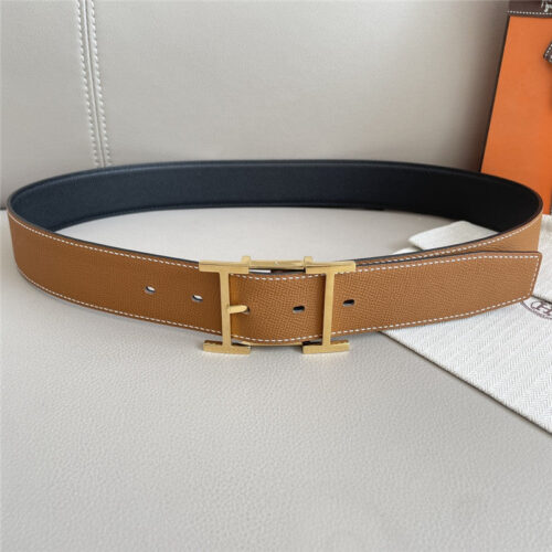 High Quality Luxury Hermes Classic Double-Sided Pebbled Belt – Style 79270