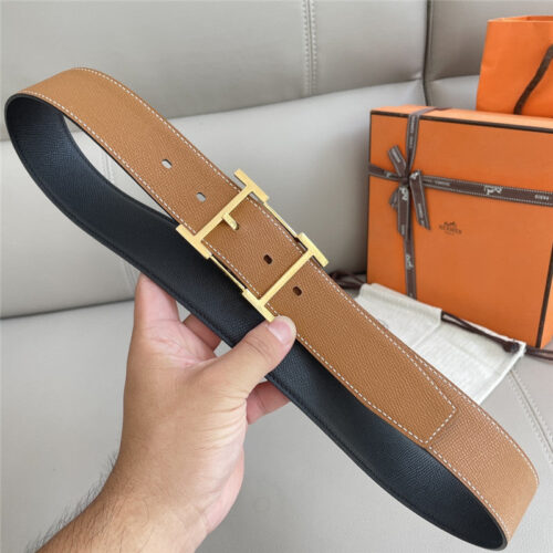 High Quality Luxury Hermes Classic Double-Sided Pebbled Belt – Style 79270 product detail