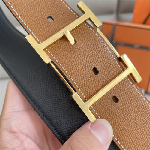 High Quality Luxury Hermes Classic Double-Sided Pebbled Belt – Style 79270 product detail