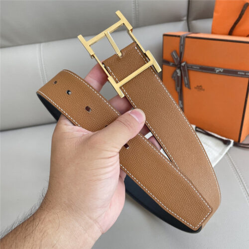 High Quality Luxury Hermes Classic Double-Sided Pebbled Belt – Style 79270 product detail