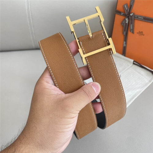 High Quality Luxury Hermes Classic Double-Sided Pebbled Belt – Style 79270 product detail