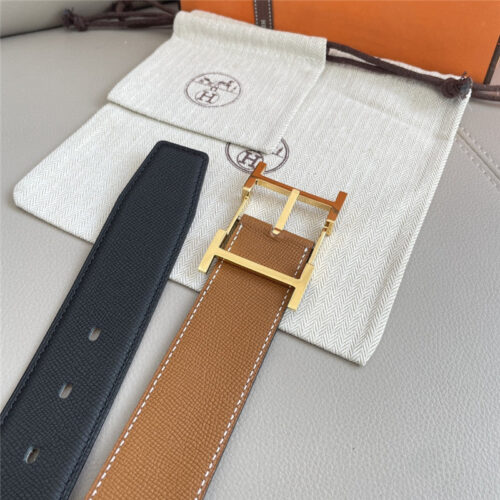 High Quality Luxury Hermes Classic Double-Sided Pebbled Belt – Style 79270 product detail